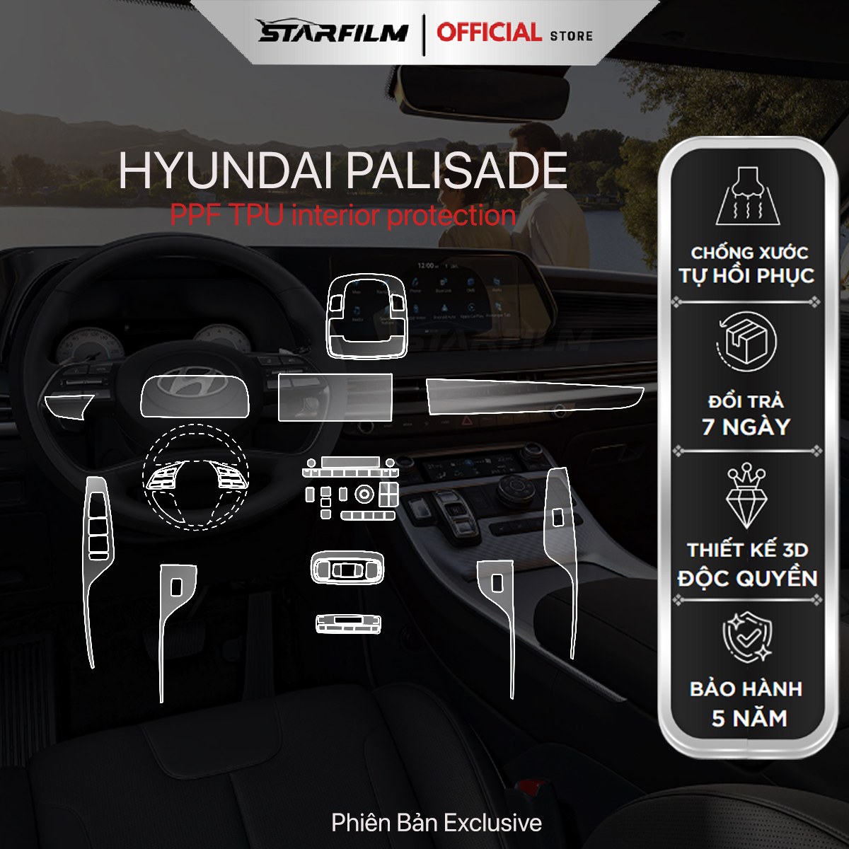 Hyundai Palisade PPF TPU chống xước tự hồi phục STARFILM